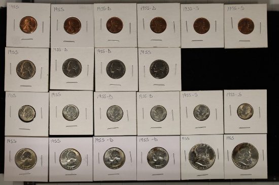 1955 US MINT SET P/D/S IN FLIPS, CONSIDERED A