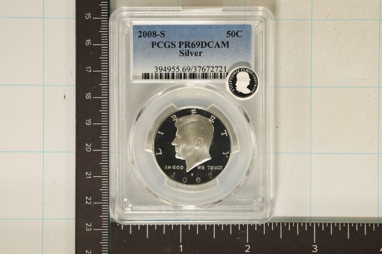 2008-S SILVER KENNEDY HALF DOLLAR PCGS PR69 DCAM