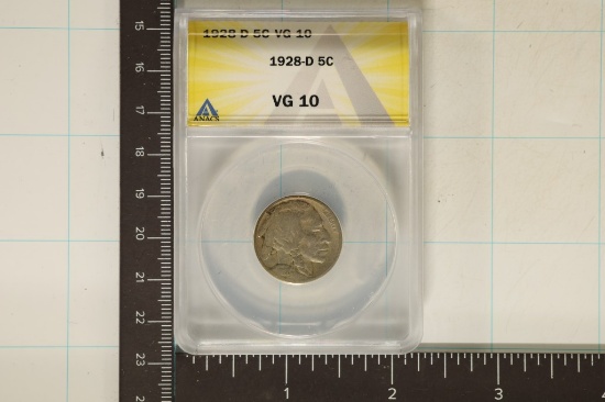 1928-D BUFFALO NICKEL ANACS VERY GOOD 10