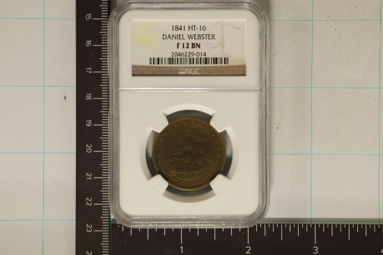 1841 HARD TIMES TOKEN HT-16 DANIEL WEBSTER F12BN