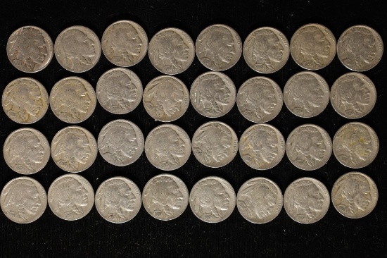 32 ASSORTED BUFFALO NICKELS 1930-1937 ALL FULL