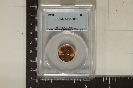 1958 LINCOLN WHEAT CENT PCGS MS65RD