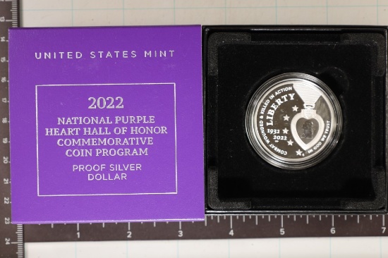 2022-W US PURPLE HEART SILVER DOLLAR PROOF