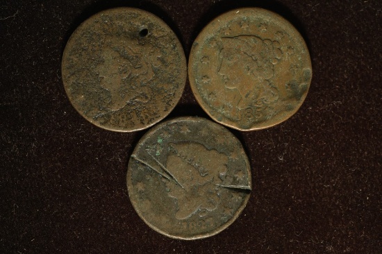 1818, 1827 & 1851 US LARGE CENTS ALL ALTERED OR