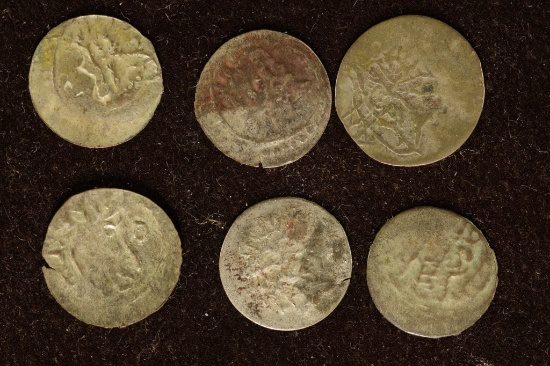 6 SILVER DIME SIZED OTTOMAN EMPIRE PARA COINS: