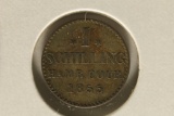1855 GERMAN HAMBURG SILVER 1 SHILLING .013 OZ. ASW