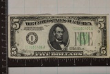 1934 US $5 FRN GREEN SEAL CRISP AU