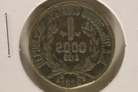 1926 BRAZIL SILVER 2000 REIS .1286 OZ. ASW