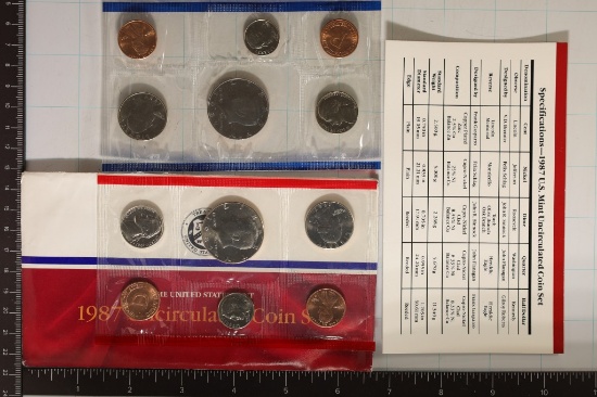 1987 US MINT SET (UNC) P/D (WITH ENVELOPE)
