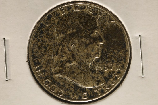 1957 SILVER FRANKLIN HALF DOLLAR BRILLIANT UNC