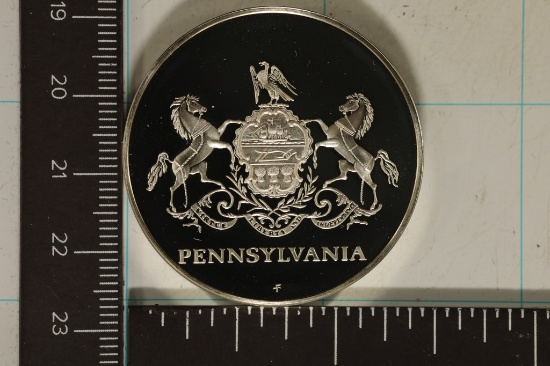 1.17 OZ. PF STERLING SILVER PENNSYLVANIA ROUND