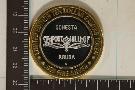 CASINO $10 SILVER TOKEN (UNC) SEAPORT VILLAGE