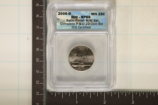 2005-D MINNESOTA QUARTER ICG SP69 SATIN FINISH