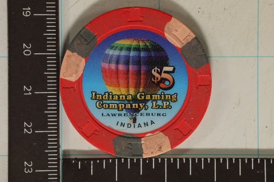 $5 INDIAN GAMING COMPANY CASINO CHIP LAWRENCEBURG