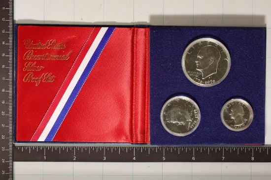1976 US BICENTENNIAL SILVER 3 COIN PF SET