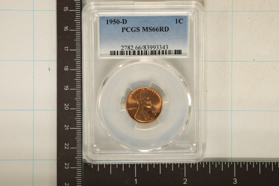 1950-D LINCOLN WHEAT CENT PCGS MS66RD