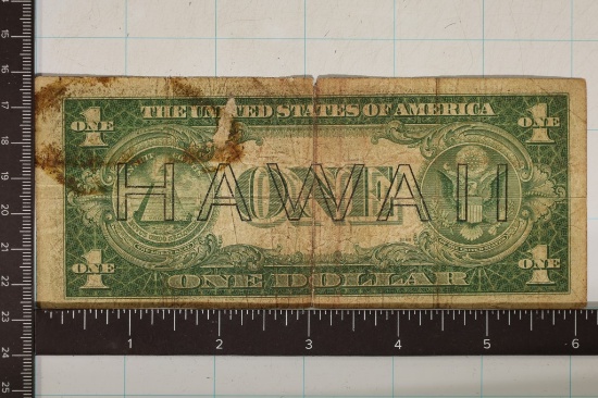 1935-A HAWAII OVERPRINT US $1 SILVER CERT, BROWN