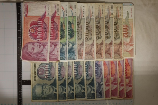 20 YUGOSLAVIA BILLS:4-1992 ONE THOUSAND DINARA,