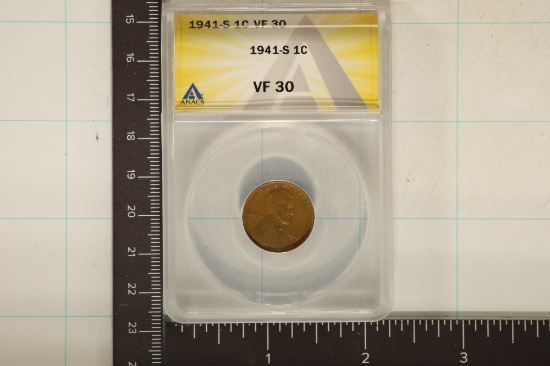 1941-S LINCOLN WHEAT CENT ANACS VERY FINE 30
