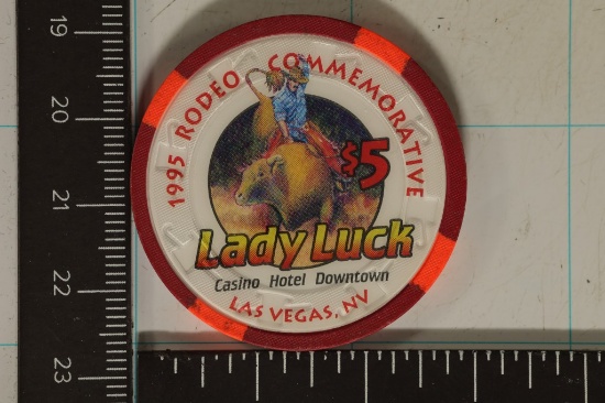 $5 LADY LUCK CASINO CHIP LAS VEGAS, NEVADA 1995
