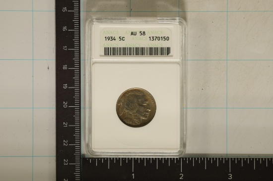 1934 BUFFALO NICKEL ANACS AU58
