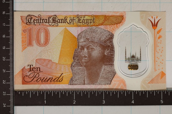 2022 EGYPT 10 POUND POLYMER, COLORIZED CU BILL