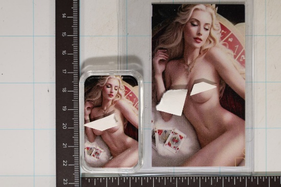 NUDE 1 OZ. .999 SILVER ART BAR WITH CERT. #46 OF