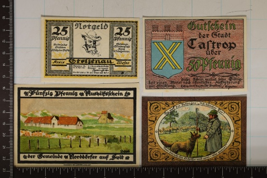 4-1921 GERMAN CRISP UNC COLORIZED NOTGELDS: