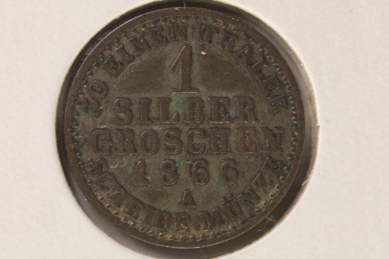 1866-A GERMAN 50 EINE THALER / 1 SILBER GROSCHEN