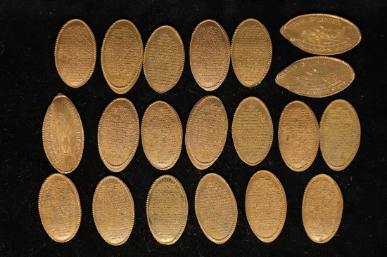 20 ELONGATED LINCOLN CENTS: STATUE OF LIBERTY,