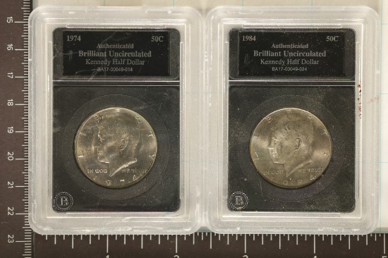 2-BU KENNEDY HALF DOLLARS: 1974 & 1984-P