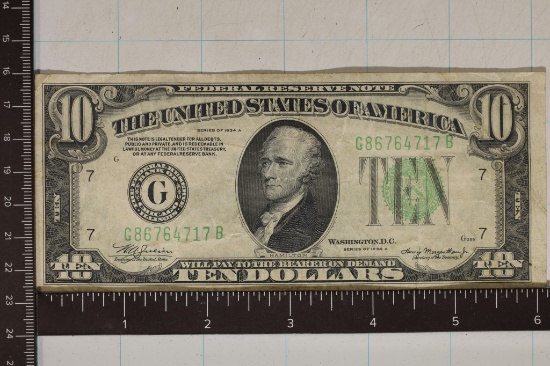 1934-A US $10 FRN GREEN SEAL BILL