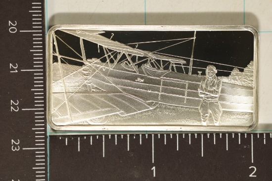 1.04 OZ. STERLING SILVER PF AIRPLANE INGOT 1ST