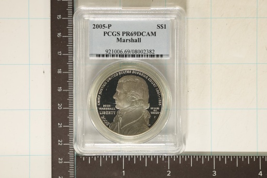2005-P US SILVER DOLLAR "MARSHALL" PCGS PR69 DCAM