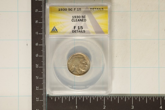 1930 BUFFALO NICKEL ANACS F15 DETAILS CLEANED