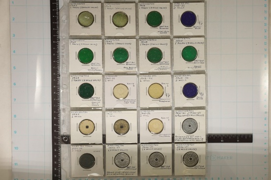 20 ASSORTED TAX TOKENS: 4 METAL, WASHINGTON