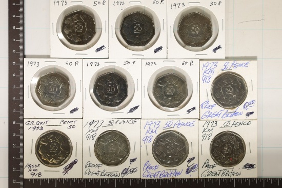11-1973 GREAT BRITAIN PF 50 PENCE COINS