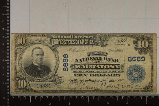 1902 US LARGE SIZE $10 NATIONAL CURRENCY OF