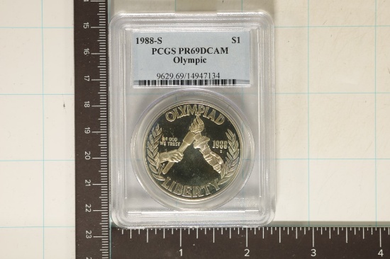 1988-S US OLYMPIC SILVER DOLLAR PCGS PR69 DCAM