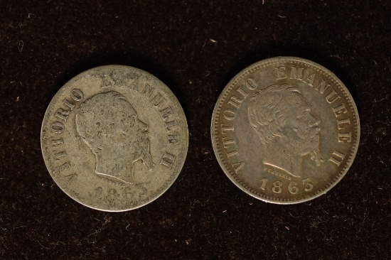 2-1863 ITALY SILVER 5 CENTESIMI .1342 OZ. ASW