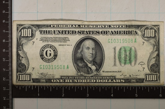 1934-A US $100 GREEN SEAL BILL NICE SHAPE WITH