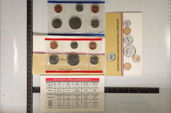 1986 US MINT SET (UNC) P/D (WITH ENVELOPE)