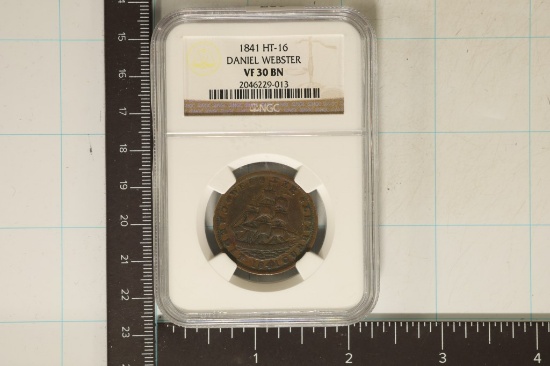 1841 HARD TIMES TOKEN HT-16 DANIEL WEBSTER NGC