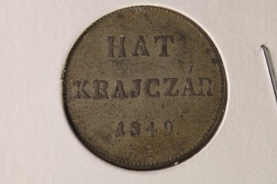1849 HUNGARY SILVER HAT SIX KRUEZER .0269 OZ. ASW