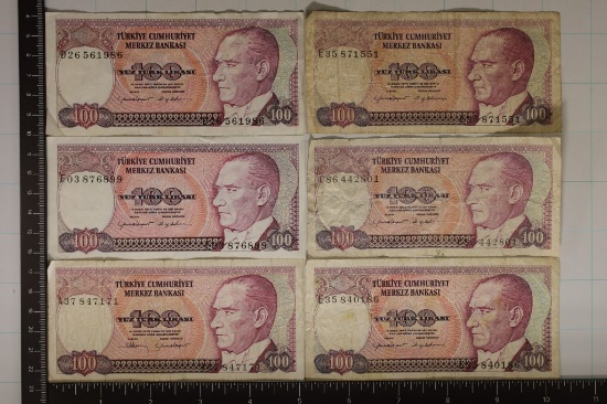 6-1970 TURKEY 100 LIRASI BILLS