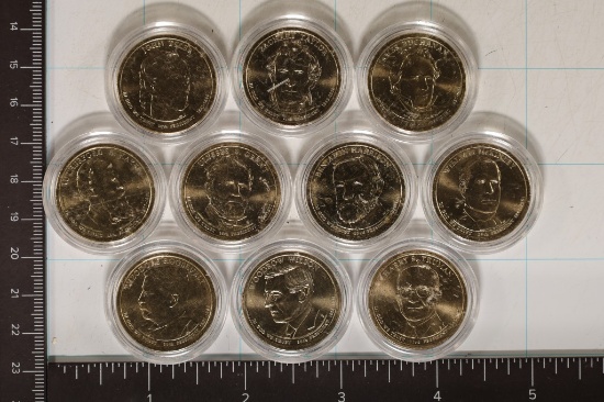 10 ASSORTED UNC PRESIDENTIAL DOLLARS: 2009-15