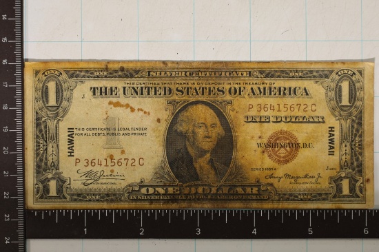 1935-A US $1 HAWAIIAN OVERPRINT SILVER CERTIFICATE