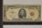 1963 US $5 RED SEAL NOTE, STAIN REV. TOP MIDDLE