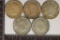 5-SILVER KENNEDY HALF DOLLARS: 3-1964 90% AND