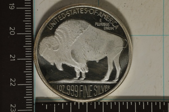 1 TROY OZ .999 FINE SILVER PF ROUND, INDIAN /
